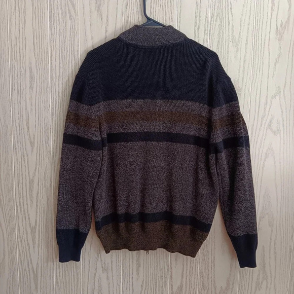 Southern Pines Sweater Full Zip Navy Gray Stripes Mens Size XL - Picture 2 of 8